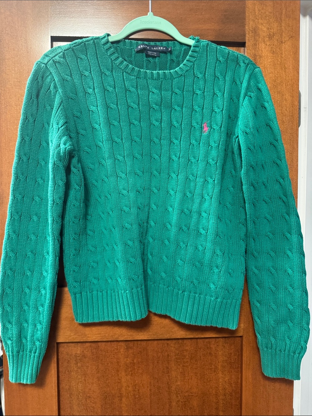 Ralph Lauren Teal Cable Knit Crewneck Sweater